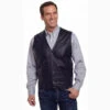 Men's Black Snap Leather Vest -Western Cowboy Equipment Shop ml1059690xlarge