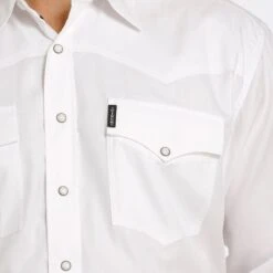 Cinch White Herringbone Pearl Snap Shirt -Western Cowboy Equipment Shop mtw1681002 4 263 detail
