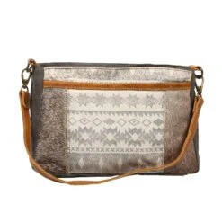 Grey Hide And Aztec Classical Cross Body Purse