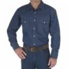 Wrangler Dark Denim Work Shirt -Western Cowboy Equipment Shop wrangler mens denim long sleeve work shirt ms70119 ff905330 71ca 4c59 b9f0 d327c50d3068