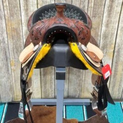 Paul Taylor Chocolate Floral Tooled Youth Saddle -Western Cowboy Equipment Shop yfront